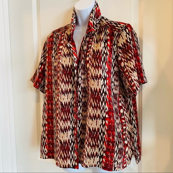 Vintage Button Down African Print Style Blouse M - Picture 7 of 7